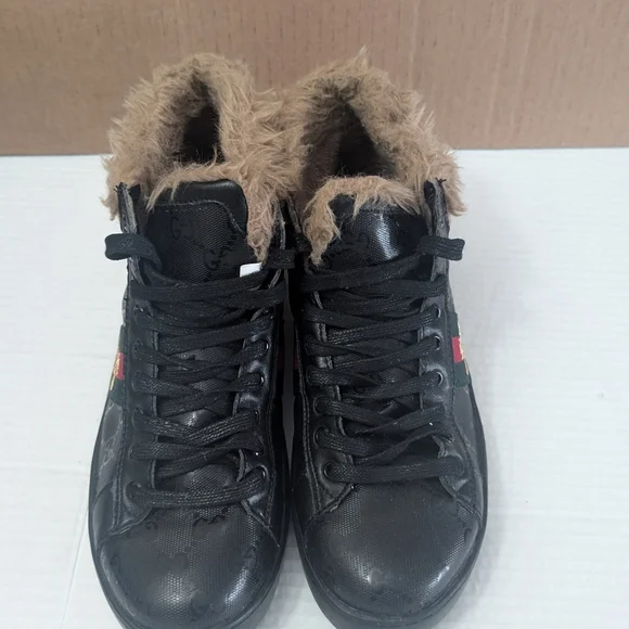 Gucci men's Ace high-top sneakers with Fur Lining Size 8.5 - Picture 7 of 11
